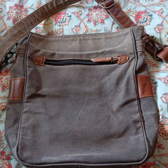 Mona B Messenger Bag. Rustic. Canvas. Leather - Picture 4 of 9